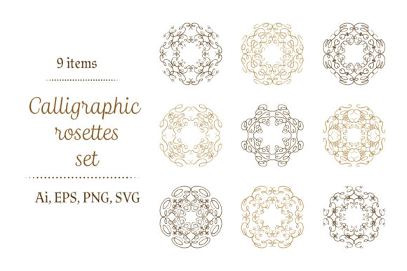 Calligraphic Rosettes Set: Graphics & Decorative Elements