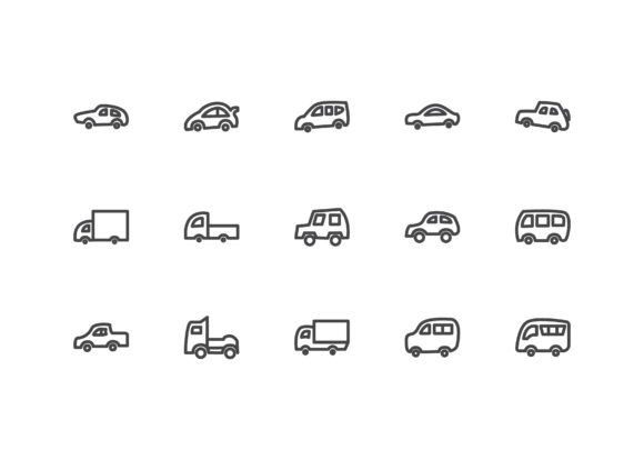 Car Line Style Ixon Set: Graphics and Icons for Modern Design