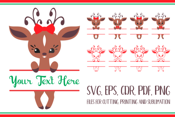Christmas Deer. Split for Name Svg Set