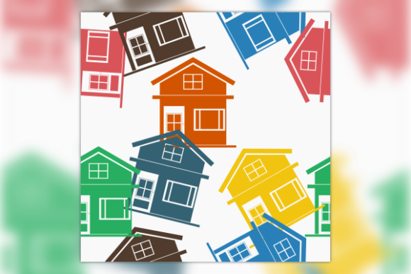 Flat Colorful Houses Seamless Pattern