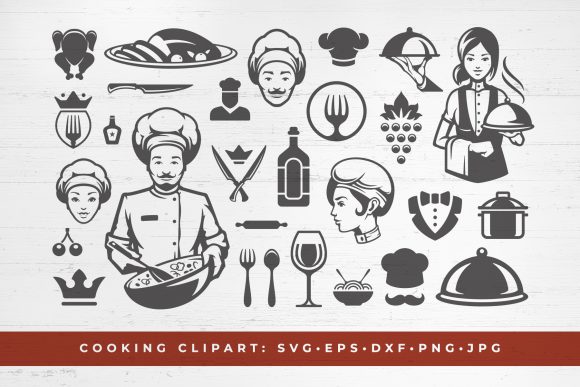 Food Cooking Silhouettes and Restaurant Graphics
