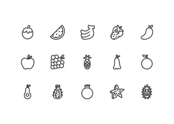 Fruit Icon Set Line Style: Graphics and Icons for Modern Design