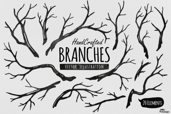 Hand Crafted Tree Branches Vector: Graphics for Decorative Elements