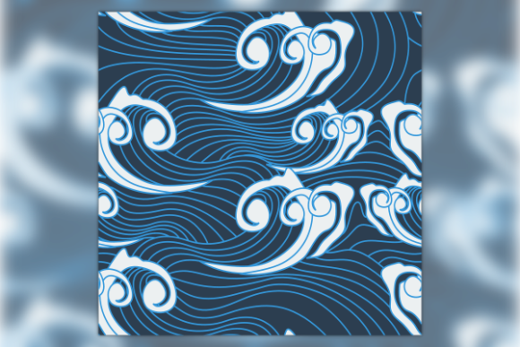 Japanese Water Waves Seamless Pattern Graphics