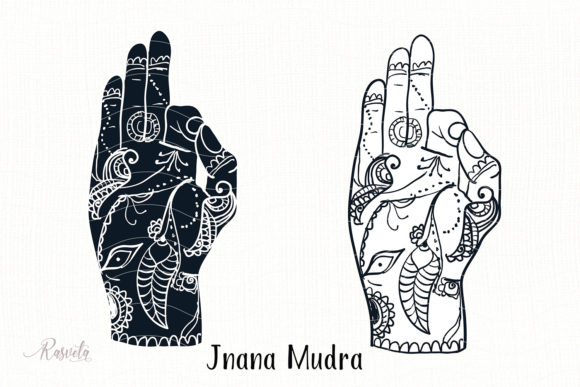 Jnana Mudra with Mehendi Pattern Graphics