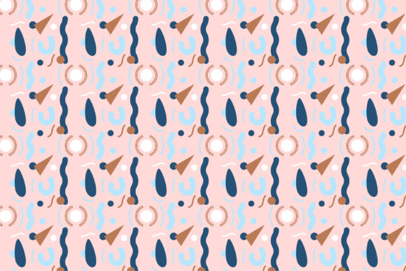 Memphis Pattern Pastel Color Pink Graphics and Patterns