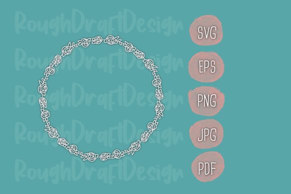 Rose Monoline Wreath Cut File: Graphics & Decorative Elements