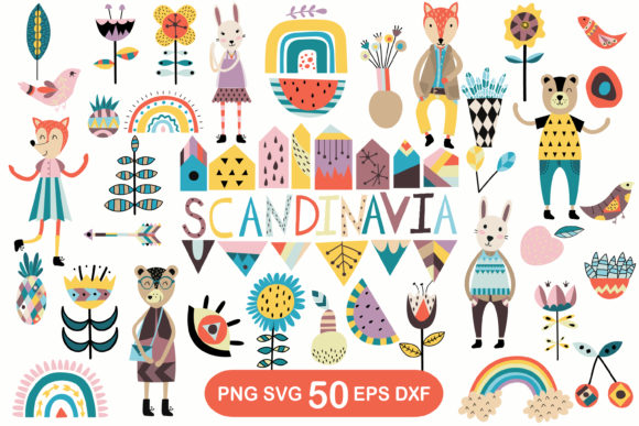 Scandinavian Kids Clipart: Graphics and Decorative Elements