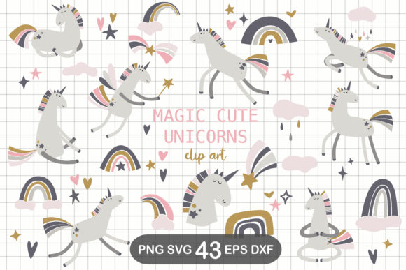 Scandinavian Unicorn Clipart: Graphics & Decorative Elements