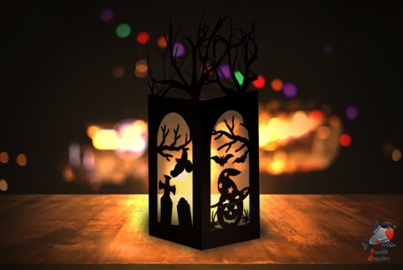 Spooky Halloween Paper Lantern Template: Laser Cutting for Autumn Amp