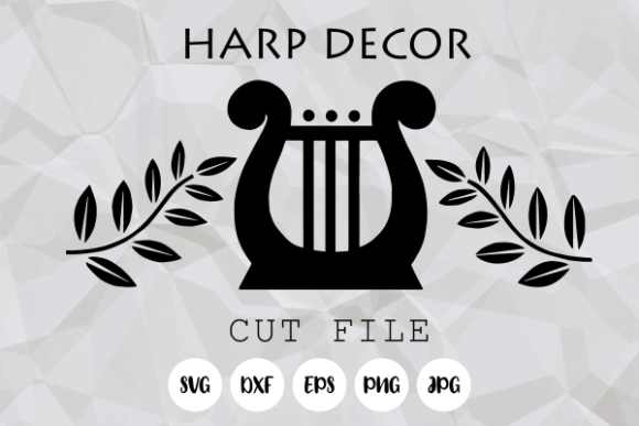 Vintage Musical Stringed Harp Cut File: Graphics and Crafts for Digital Sellers